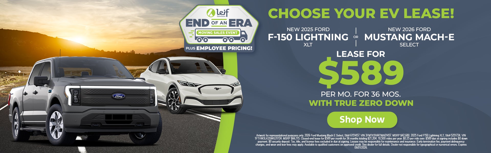 Ford F-150 Lightning and Mustang lease deal