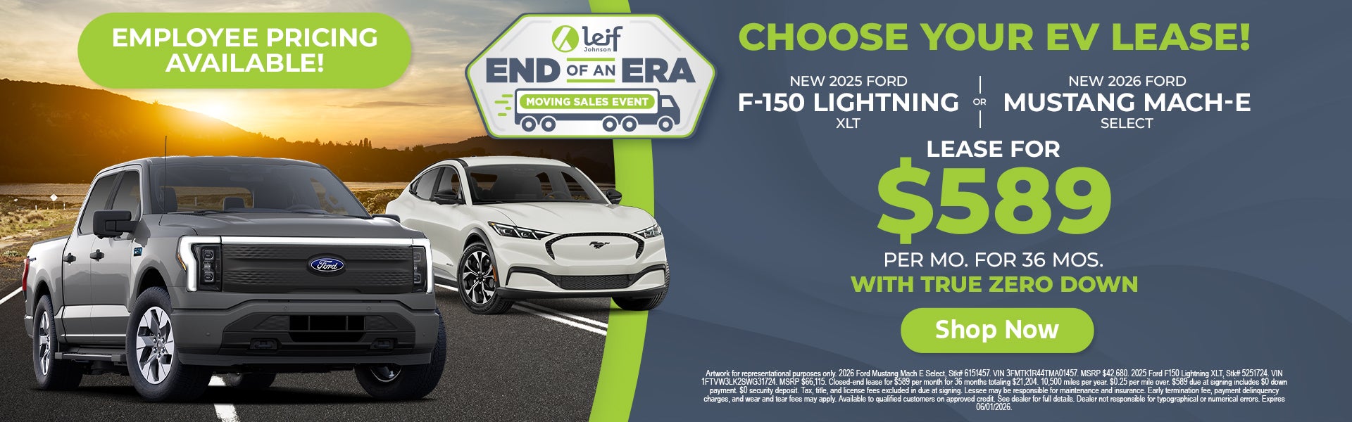 Ford F-150 Lightning and Mustang lease deal